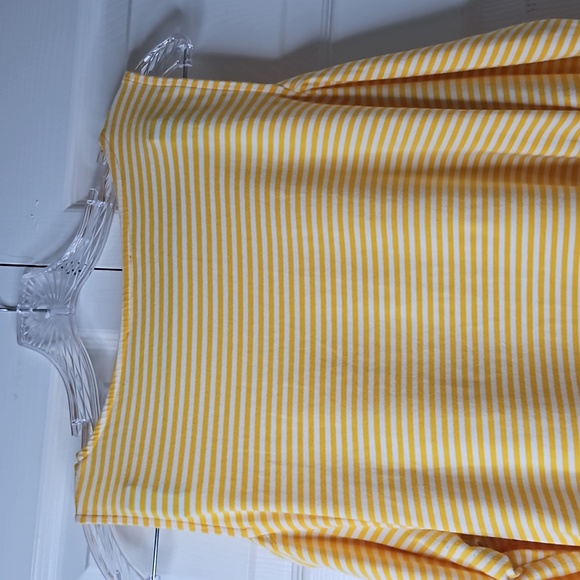Michael Kors Yellow White Stripes Long Sleeve With Cut Out Shoulders Shirt Sz 1X - Picture 11 of 15